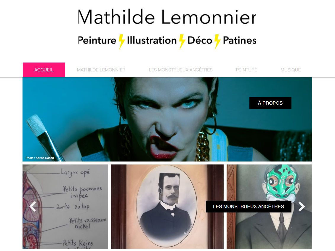 Page d'accueil du site de Mathilde Lemonnier